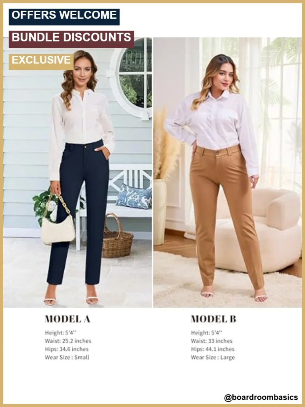 Ultra Stretch Women's Straight Leg Dress Pants High Waisted Work Slacks